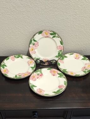 Four (4) Franciscan Desert Rose Bread Butter Dessert Appetizer Plates 6 3/8"